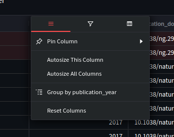 amdirt column configuration with row ordering options